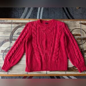 Talbots MP Vibrant Red Cable Knit Sweater